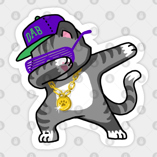 Dabbing Cat Funny Shirt Dab Hip Hop Dabbing Kitten Sticker by vo_maria